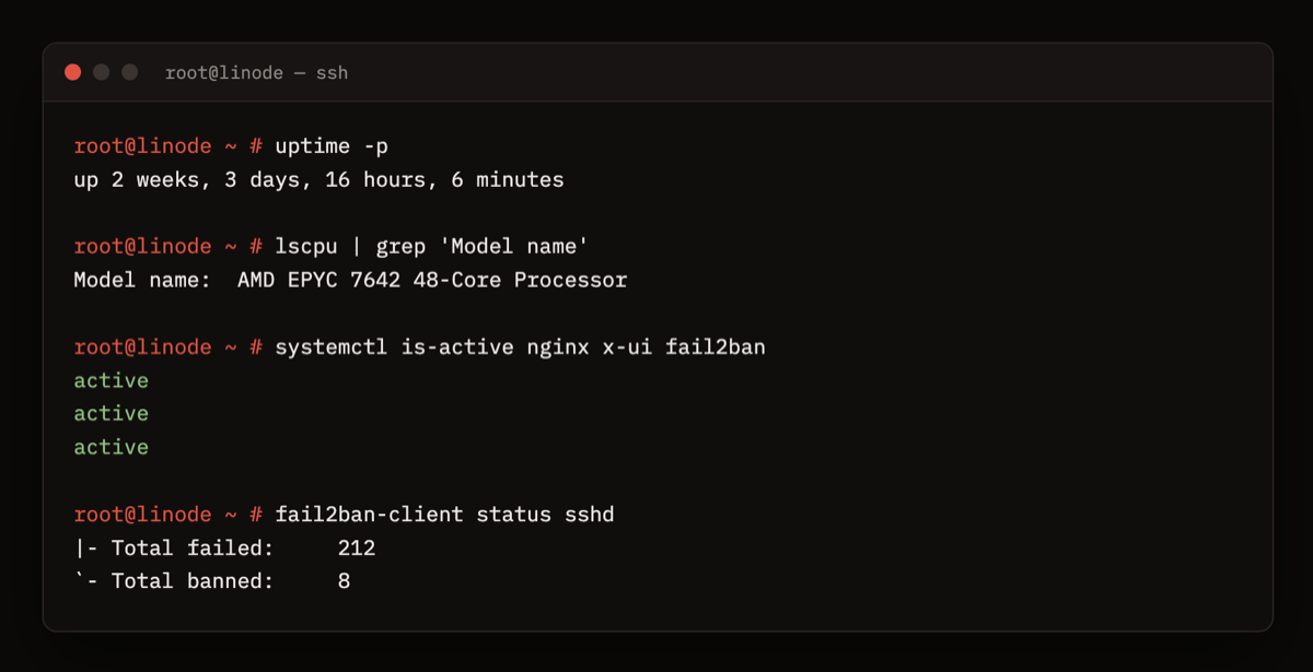 linode: nginx, the VPN panel and fail2ban